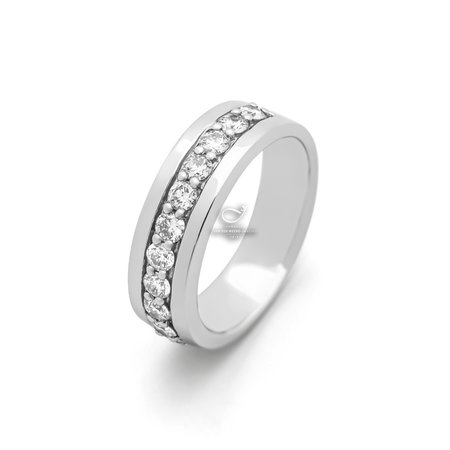 HuisCollectie HuisCollectie Ring 14k Witgoud met 1 baan diamant 0.75ct F/VSI mt 55 -22339