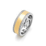 HuisCollectie HuisCollectie Ring 14k Geel/witgoud met 2 rijen diamant totaal 0.23ct H/SI mt55 -15725