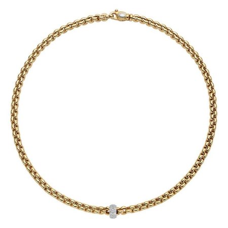 Fope FOPE Collier EKA 18k Geelgoud met 0.37 ct diamant 721C PAVE 45cm