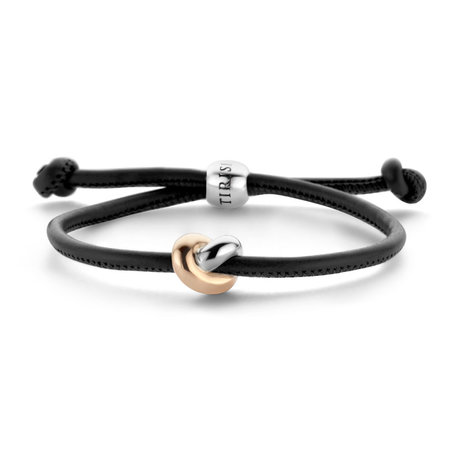 Tirisi Moda TIRISI Moda Armband Back to Nature leder met bicolor knoop TM2219BL(2P)