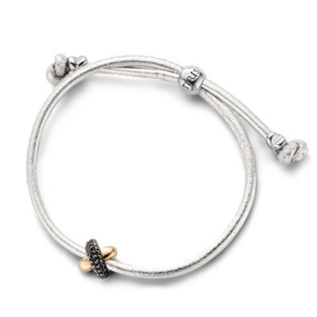 Tirisi Moda TIRISI Armband Kisses leder met bicolor kusje en Markasiet TM2135SI(2P)