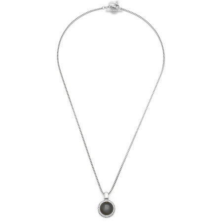 HuisCollectie HuisCollectie Collier 14k witgoud met grijze maansteen en 0.14ct diamant 20647