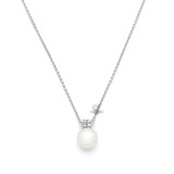 HuisCollectie HuisCollectie Collier 18k witgoud met Akoya parel en 0.12ct diamant 5595