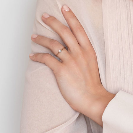 Mrs.Janssen Mrs.Janssen Ring 18k Roségoud met witte diamant 609711