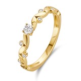 Mrs.Janssen Mrs.Janssen Ring 14k Geelgoud Leaves 0.16ct diamant 610438