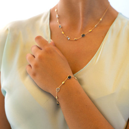 Mrs.Janssen Mrs.Janssen Armband 14k Geelgoud met londen blue topaas en blauw topaas 605526