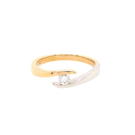 Mrs.Janssen MRS.Janssen Ring 14k bicolor witgoud - geelgoud met diamant 0.12crt G/Si 610534