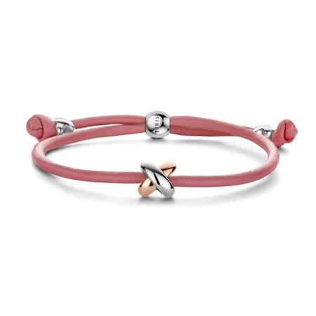 Tirisi Moda TIRISI MODA armband oud roze met Kusje 18k Roségoud en zilver TM2130RO(2P)