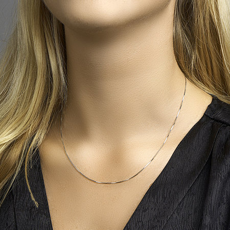 HuisCollectie Huis Collectie Venitiaans Collier 14k witgouden 1,0 mm breed en 45 cm lang  23316