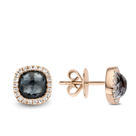Tirisi Tirisi Milano Mini Sweeties Oorknoppen 18k roségoud met Hematiet en diamant TE9226HMP