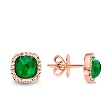 Tirisi Tirisi Oorknoppen Milano Mini Sweeties 18k roségoud met Smaragd en diamant TE9226EMP