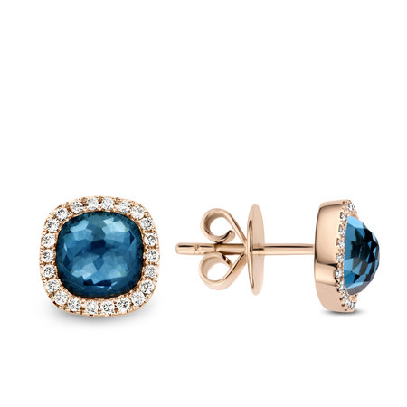 Tirisi Tirisi Oorknoppen Milano Mini Sweeties 18k roségoud met Topaas en diamant TE9226LBTP