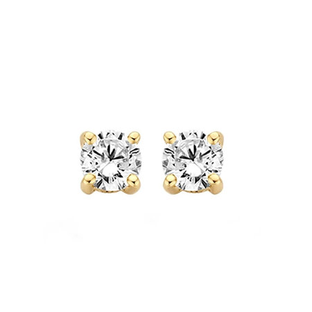 HuisCollectie HuisCollectie Oorstekers 14k geelgoud solitair diamant 0.24ct H/Si 611099