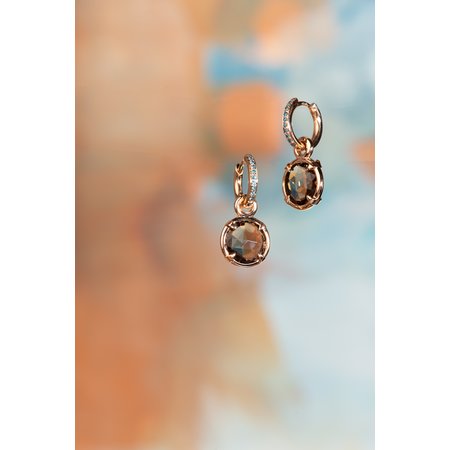 Bron BRON Creoolaanhangers Mira Mira 18k Roségoud met Rookkwarts 10mm 8OR4856SQB