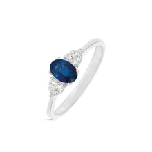 HuisCollectie HuisCollectie Ring 14k witgoud met blauw saffier en 0.06ct diamant 611151