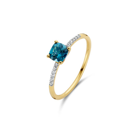 Blush BLUSH Diamonds Ring 14k Geelgoud met diamant en London Blue Topaas - 1638YDL