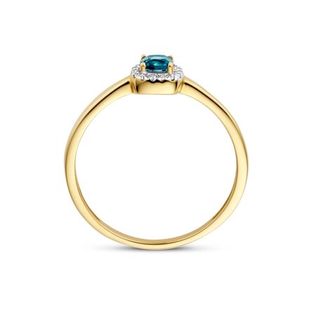 Blush BLUSH Diamonds Ring 14k Geelgoud met diamant en London Blue Topaas - 1636YDL