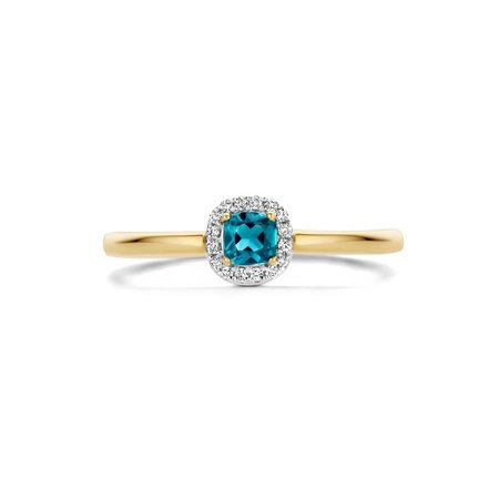 Blush BLUSH Diamonds Ring 14k Geelgoud met diamant en London Blue Topaas - 1636YDL