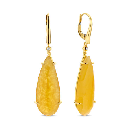 Mrs.Janssen Mrs.Janssen Oorhangers 18k Geelgoud met Calcedoon 29x12mm 611033