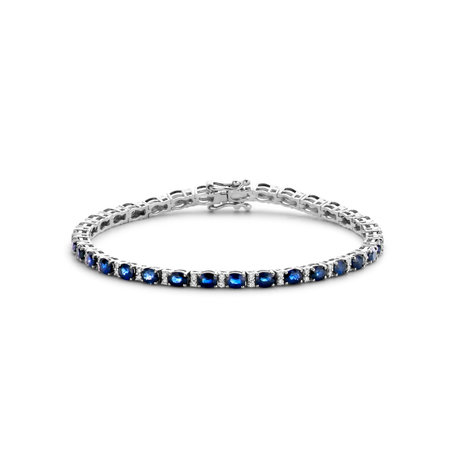 HuisCollectie HuisCollectie Tennisarmband 14k witgoud met blauw saffier en diamant 611150