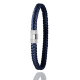 Albanu ALBANU Armband Navy blauw Cord met stalen sluiting 6mm - 18.5cm