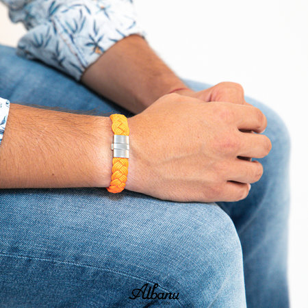 Albanu ALBANU Armband Navy blauw Cord met stalen sluiting 13mm - 19.5cm