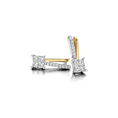 HuisCollectie HuisCollectie Oorstekers 14k bicolor met princes diamant 24098