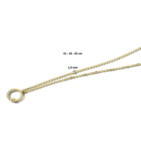 Mrs.Janssen Mrs. Janssen 14krt geelgouden collier rondje diamant 41 - 43 - 45 cm 0.01ct g si - 611534