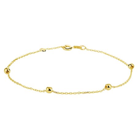 Mrs.Janssen MRS. Janssen 14krt geelgouden anker armband met 4 gouden bolletjes 17.5-18.5cm  611543