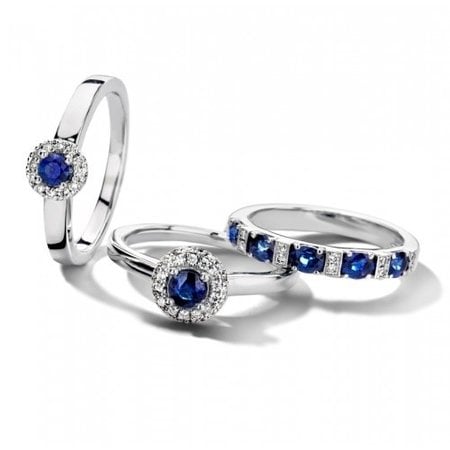 HuisCollectie Huiscollectie Ring 14k witgoud met blauwe saffier en diamant 604207