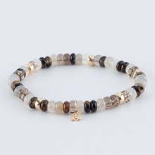 Y&G Y&G Armband 14k geelgoud met Rookkwarts, Theekwarts en witte Agaat - SP0023