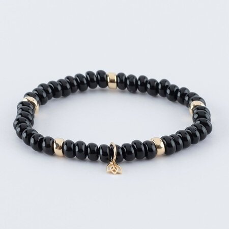 Y&G Y&G Amband 14k geelgoud met Onyx - 7013