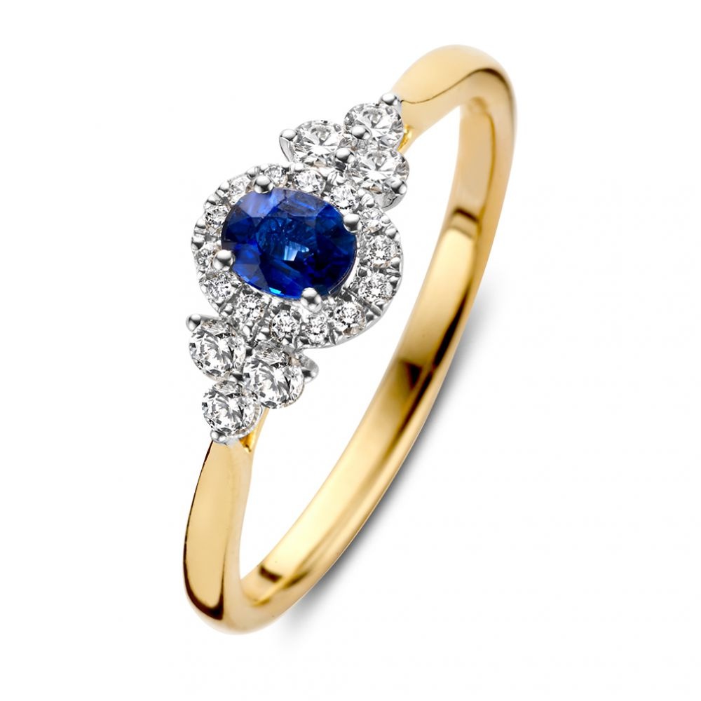 Sold at Auction: Een fantasie ring bezet met saffier en diamant