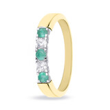 R&C R&C Ring Carole 14k Geelgoud met diamant en smaragd RIN1703-2PW-3SMA