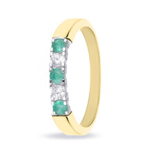 R&C R&C Ring Carole 14k Geelgoud met diamant en smaragd RIN1703-2PW-3SMA