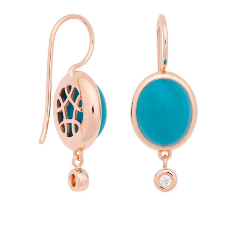 Bron BRON Oorhangers Sushi 18k Roségoud met Turquoise en Diamant 8OR4862TUCBR