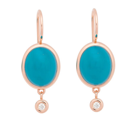 Bron BRON Oorhangers Sushi 18k Roségoud met Turquoise en Diamant 8OR4862TUCBR