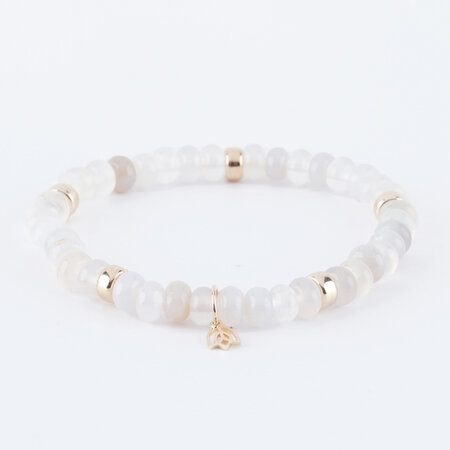 Y&G Y&G Armband 14k geelgoud met witte Agaat - 7018