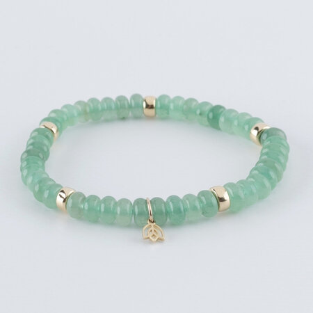 Y&G Y&G Armband 14k geelgoud met groene Aventurijn - 7010