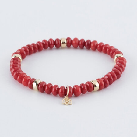 Y&G Y&G Armband 14k geelgoud met rood Koraal - 7034