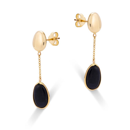 Mrs.Janssen MRS.Janssen Oorhangers 14k geelgoud met Onyx 610185