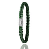 Albanu ALBANU Armband Engels groen Cord met stalen sluiting 6mm - 19.5cm