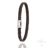 Albanu Albanu Armband Staal met bruin gevlochten paardenhaar 6mm - 20cm