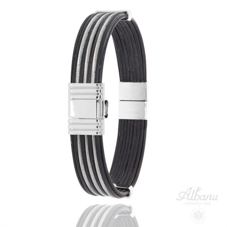 Albanu Albanu Armband zwart Buffel met Stalen sluiting 13mm - 21cm