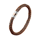 Albanu Albanu Armband Rond Gevlochten bruin Leer 8mm 20.5cm