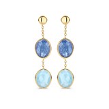 Mrs.Janssen Mrs.Janssen Oorhangers 14k  geelgoud met Aquamarijn en Tanzaniet 612108
