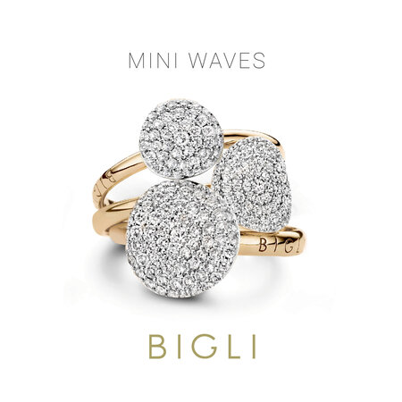 Bigli BIGLI Ring Mini Waves 18k Geelgoud met 0.38ct diamant 23R185Ywdia