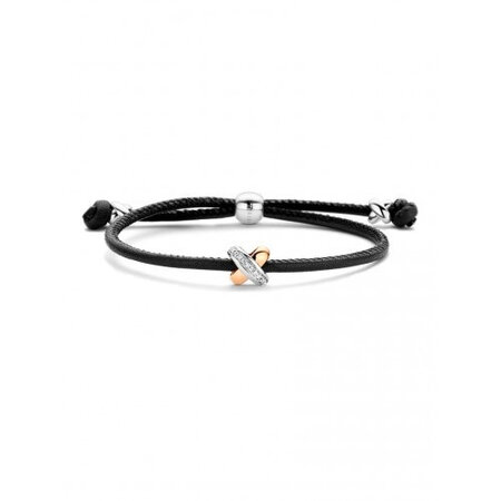 Tirisi Moda TIRISI Armband Kisses leder met bicolor kusje en diamant TM2133BL(2P)