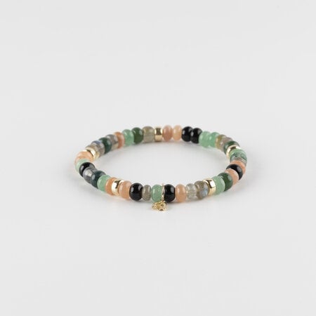 Y&G Y&G Armband 14k geelgoud met Labradoriet, Onyx, Agaat, Maansteen - SP0053