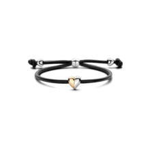 Tirisi Moda TIRISI Moda Armband leder met bicolor hartje TM2234BL(2T)